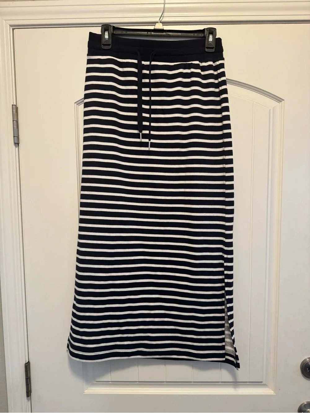 Sonoma goods for life French terry blue and White Striped Drawstring Midi Skirt